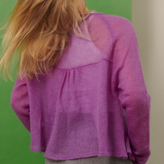 Mohair Cardigan XENIA mit Fältchen (lila) von wildes.