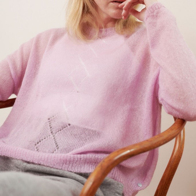 Mohair Pullover RIKKI mit Ajourmuster (summer rose) von wildes.