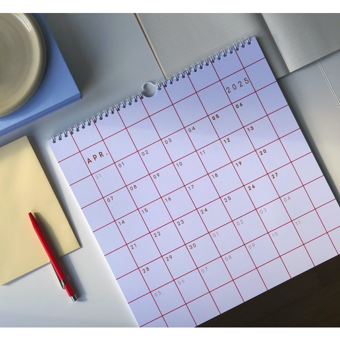 Wandkalender 2026, rotkariert - SANS.