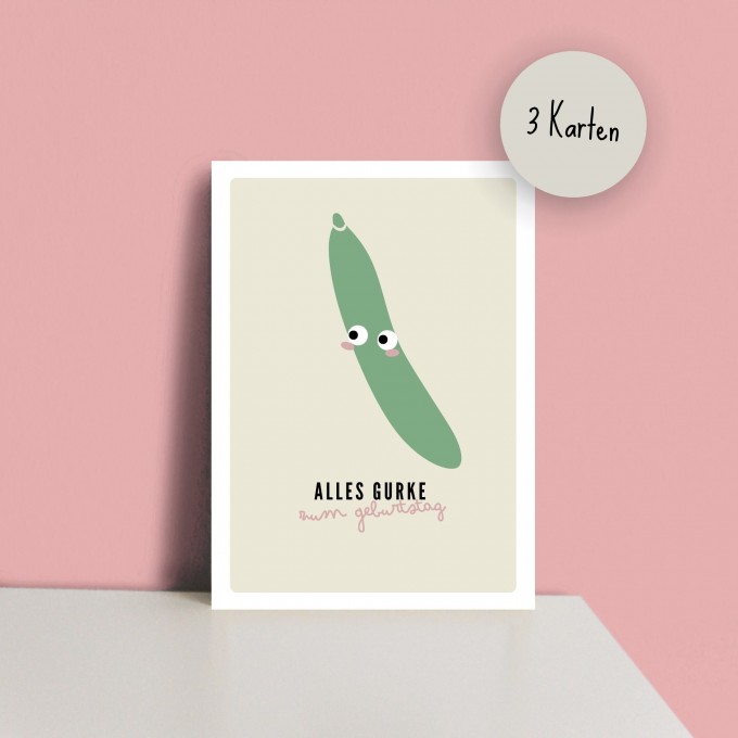 Geburtstag „Alles Gurke“ / Postkarte A6 3er-Set / issgut