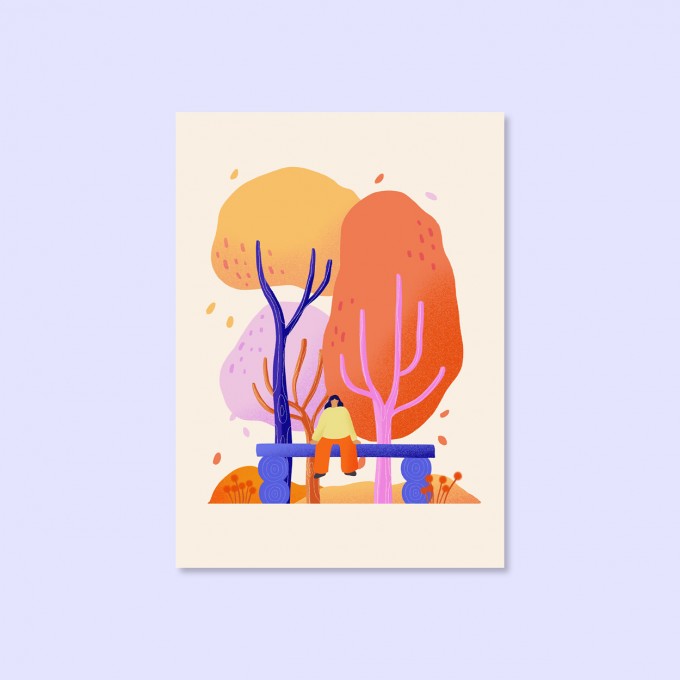 Herbstbank / Postkarte A6 / Svea Hansohn Illustration