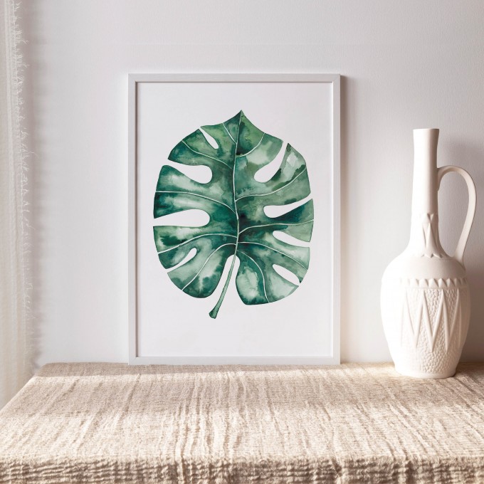 Paperlandscape | Aquarell Kunstdruck "Monstera Blatt" | Pflanze | Illustration |verschiedene Größen