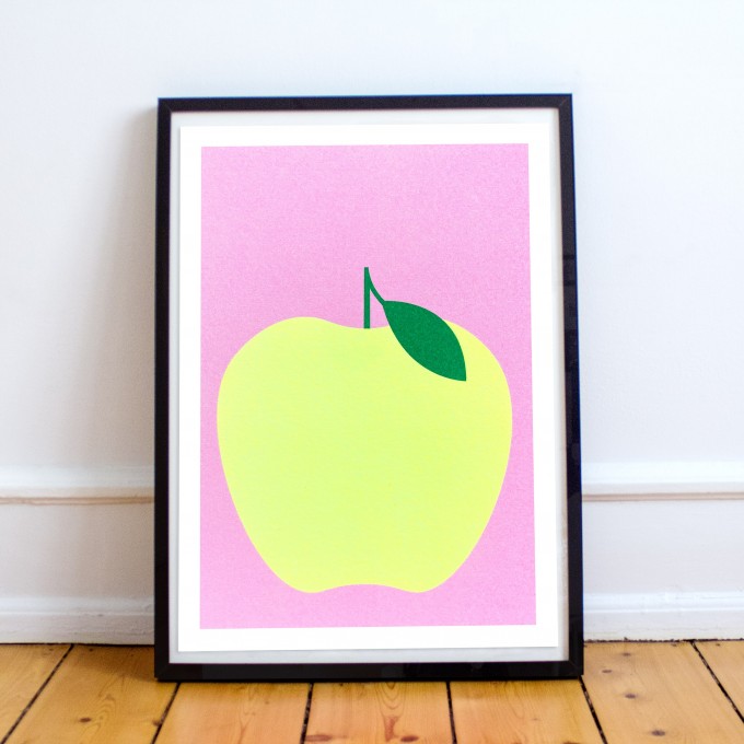 Risographie Poster – Artprint Apfel – HERR & FRAU RIO