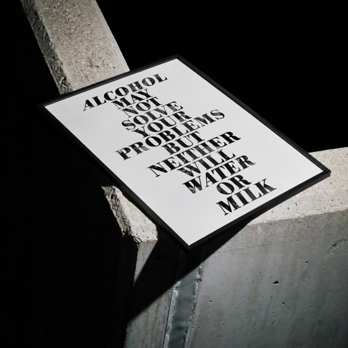 Handgefertigter Linoldruck: »Alcohol may not solve your problems …«, Limited Edition