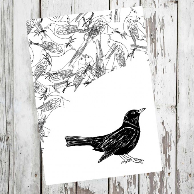 playfulsolutions Notizheft mit Illustration "Amsel"