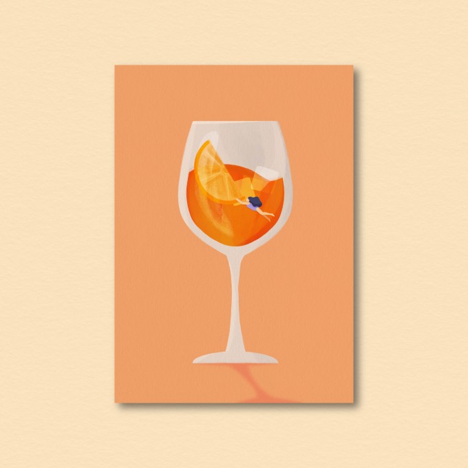 Aperolglas / Postkarte A6 / Svea Hansohn Illustration