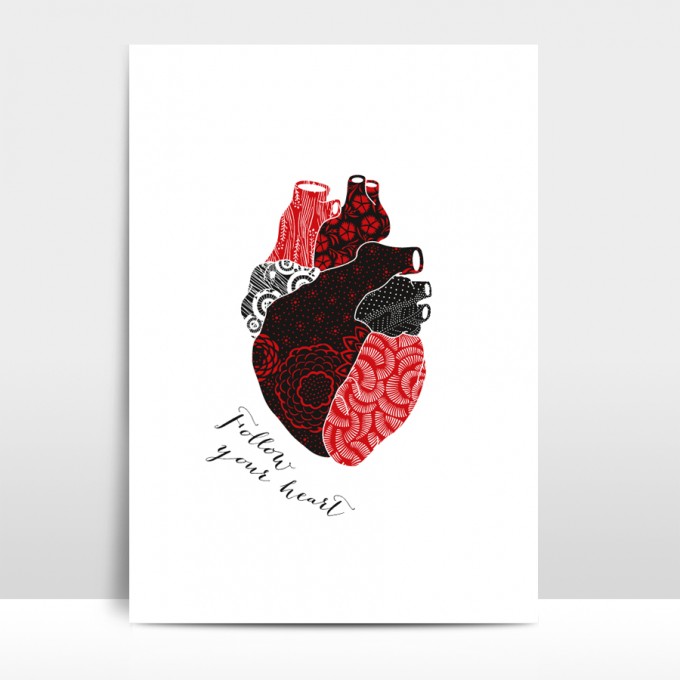 Amy & Kurt Berlin A4 Artprint "Follow your heart"