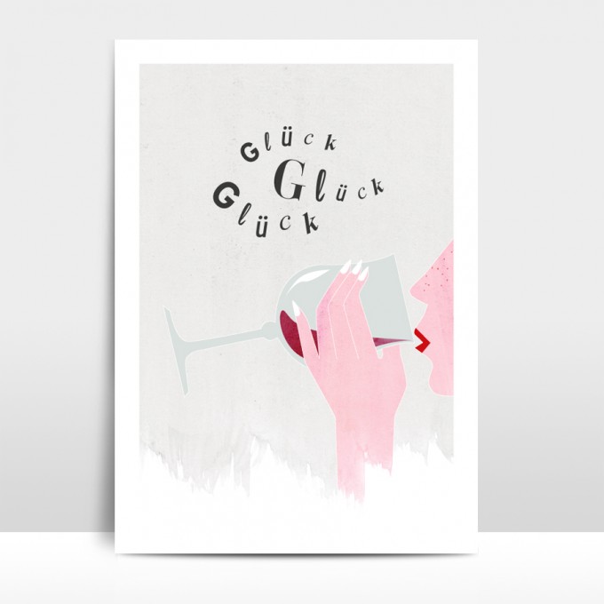 Amy & Kurt Berlin A4 Artprint "Glück Glück Glück"