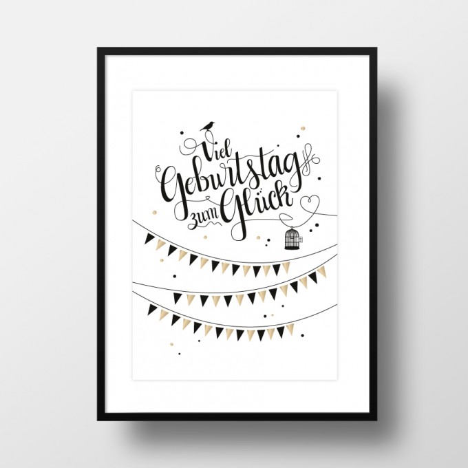 Amy & Kurt Berlin A4 Artprint "Viel Geburtstag zum Glück"