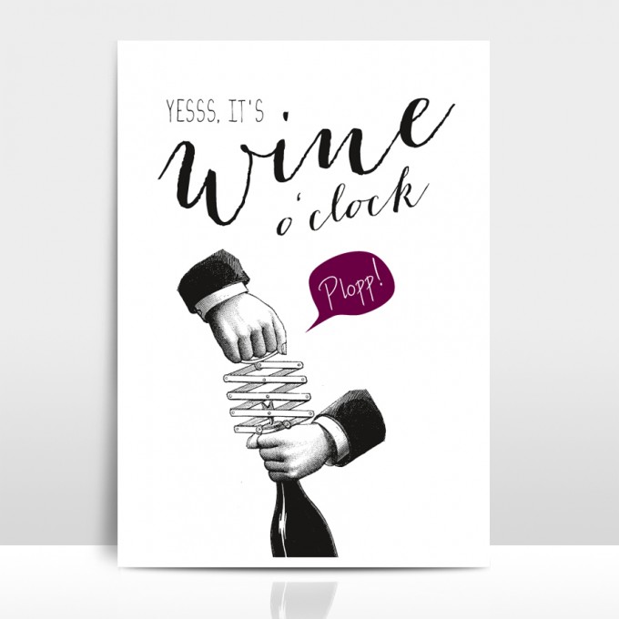 Amy & Kurt Berlin A4 Artprint "Wine o'clock"
