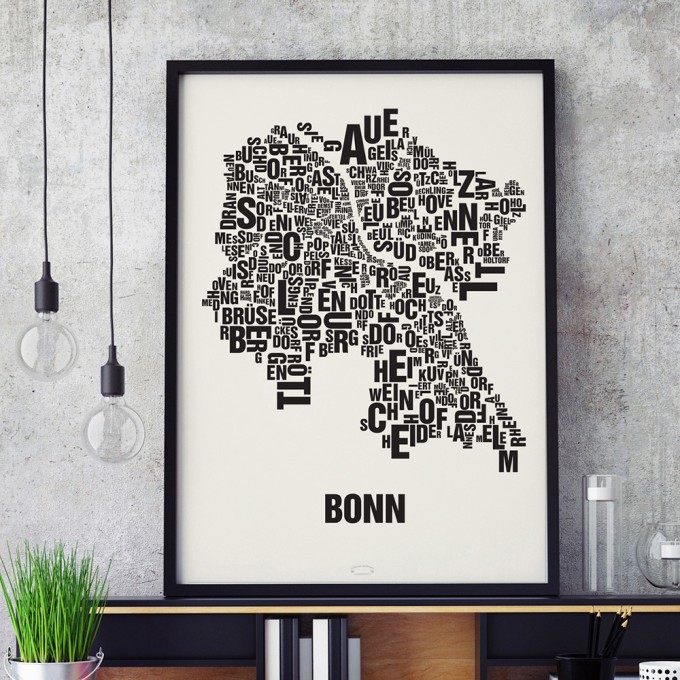 Buchstabenort Bonn Poster Typografie Siebdruck