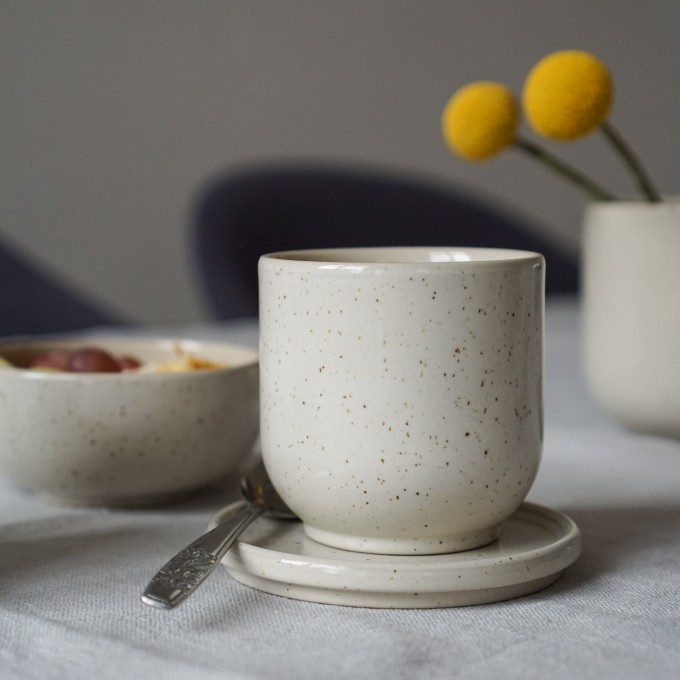 Becher Hollyhock mit Unterteller // 200ml // indre Ceramics