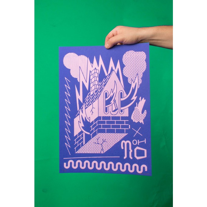 Martin Krusche - Siebdruck »Burning House« DINA3 (29,7x42cm)