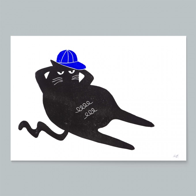Linoldruck »Cool cat« (21x15cm) / fidu—fine paper goods