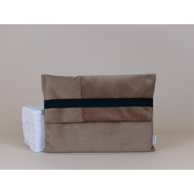 ZACAMO – Laptoptasche • Cord • Patchwork • greigebraun