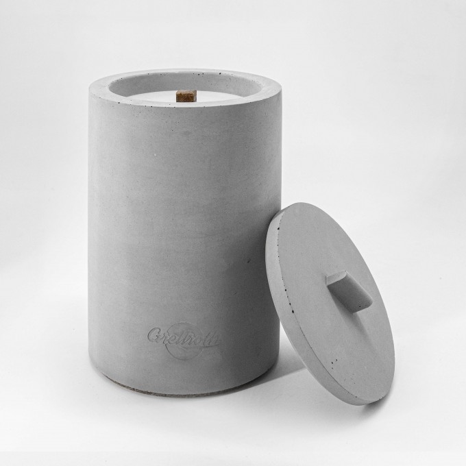 Nachfüllbares Beton-Outdoor-Feuer “LIGHT L“ – mit Betondeckel - Ideal Wachsreste verbrauchen