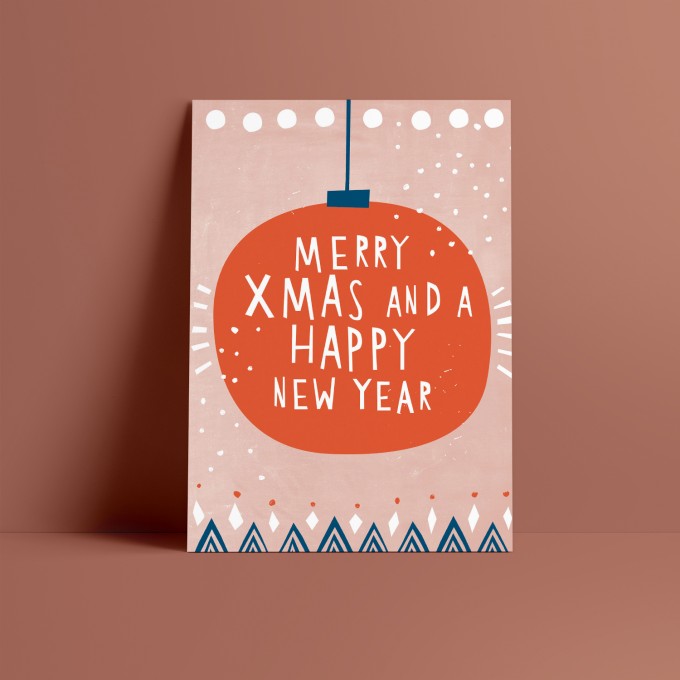 Designfräulein // Weihnachtskarte // Merry Xmas and a happy New Year rosa