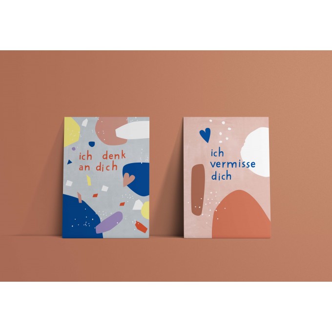 Designfräulein // Postkartenset  // ich denk an dich & ich vermisse dich