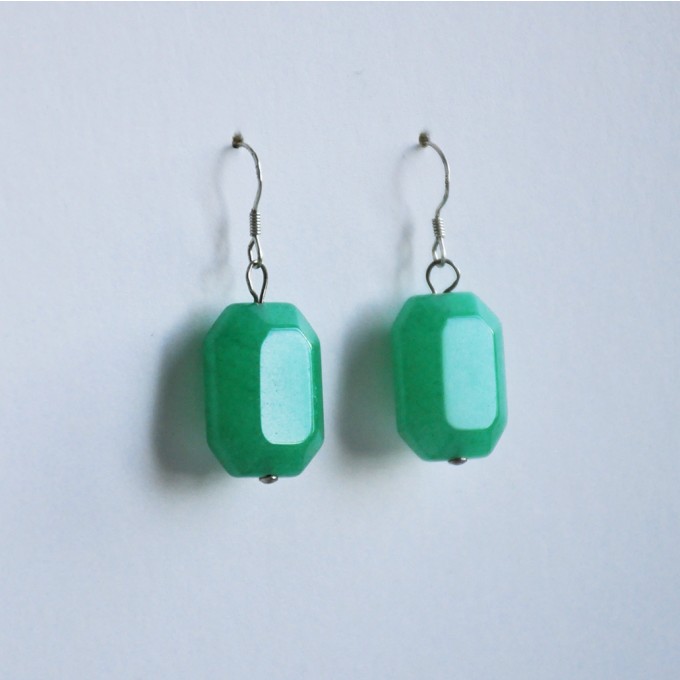 na.hili OHRRINGE "Jadefacetten" Edelstein Ohrschmuck in Weißgold silbern oder massiv 925 Silber