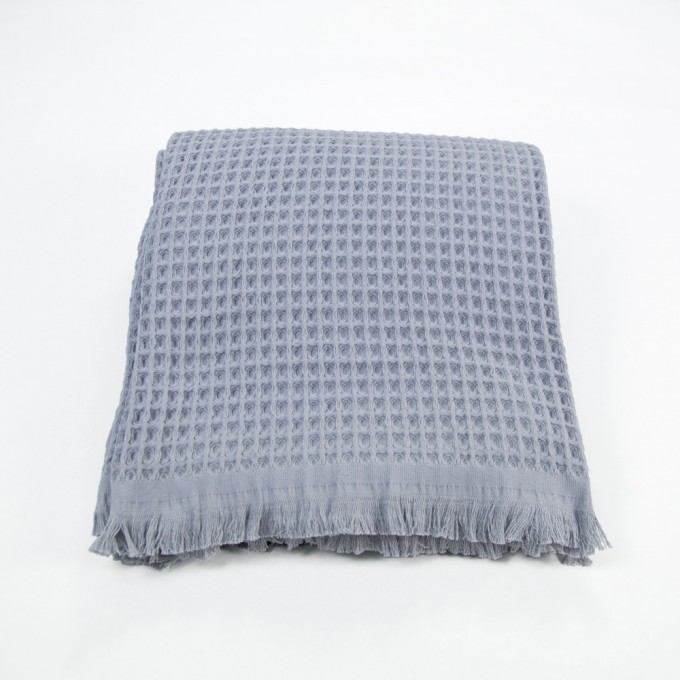 Yolunda Waffelpique-Decke, Plaid Kare lichtgrau