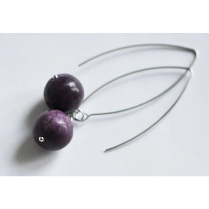 nahili OHRRINGE simply beautiful "berry" lila Naturstein & Haken Weißgold plattiert