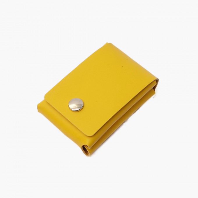 EINFACHDESIGN, Slimwallet, Minigeldbeutel gelb aus pflanzlich gegerbtem Leder