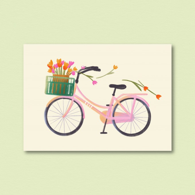 Tulpenfahrrad / Postkarte A6 / Svea Hansohn Illustration