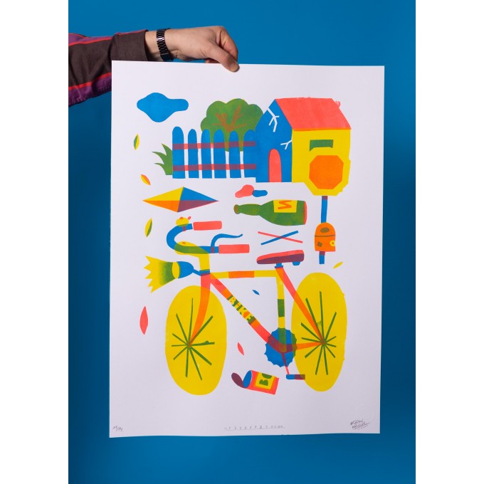 Martin Krusche - Stencildruck »Fahrradtour« 50x70cm