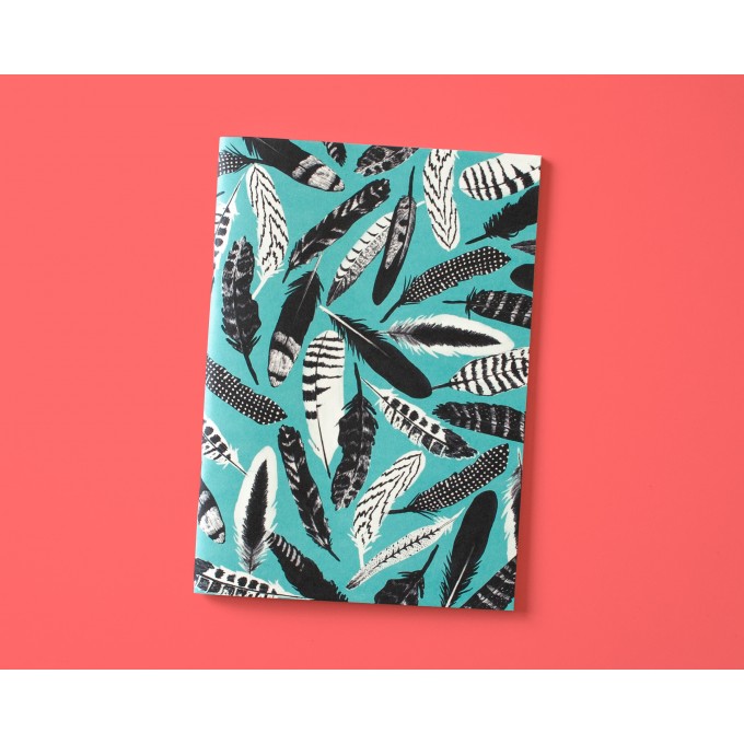 Notizheft A5 Federn blau // Papaya paper products