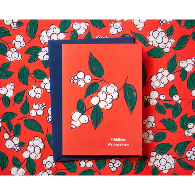 Weihnachtskarte »Fröhliche Weihnachten« Schneebeere // Papaya paper products