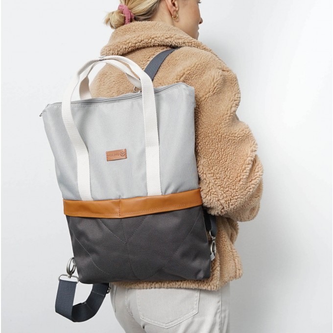 MULINU 3-in-1-Rucksack UNIQUE GRETA Hellgrau 