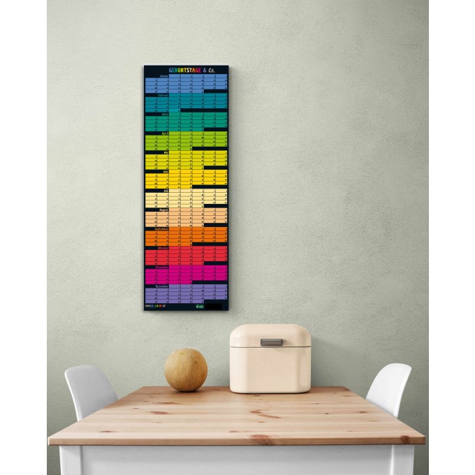 Geburtstagskalender - Regenbogen | Ewiger Kalender | Immerwährender Kalender