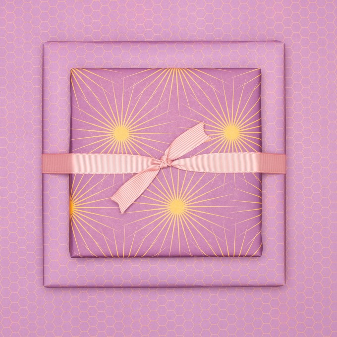 Lila Geschenkpapier "Sonnensterne" - 5 Bogen - My Pretty Circus