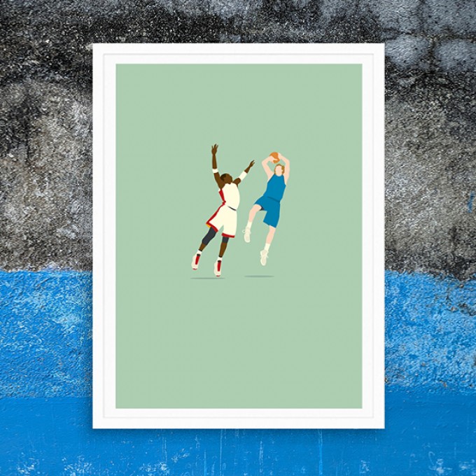 "Flamingo Fade-Away" Basketballposter von HANDS OF GOD