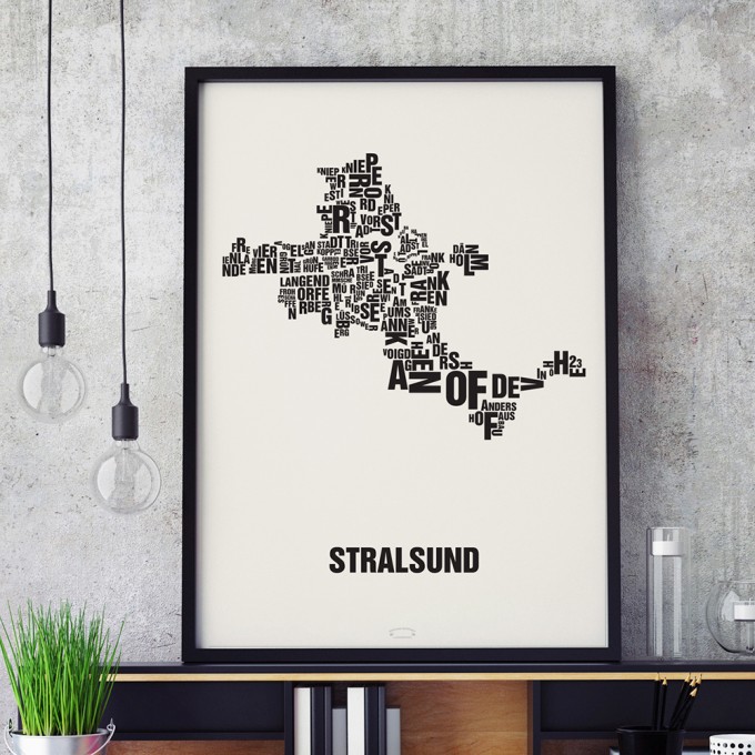 Buchstabenort Stralsund Poster Typografie Siebdruck