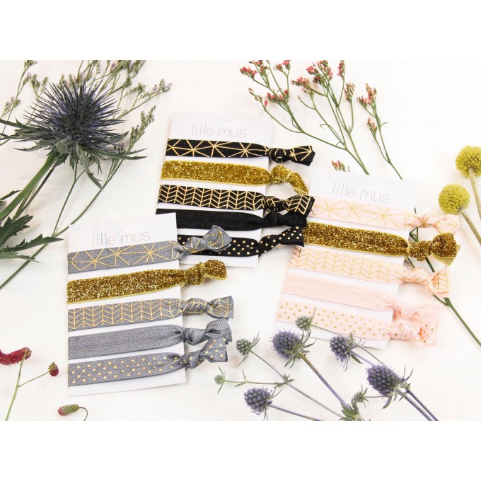 lille mus Haargummis oder Armbänder 5er-Set Glitzer 