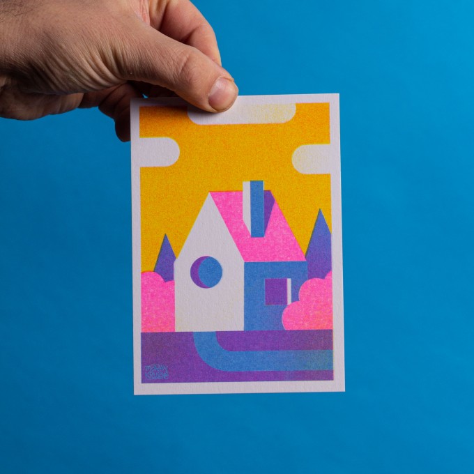 Martin Krusche - Risographie »Häuser - Datsche«, DIN A6