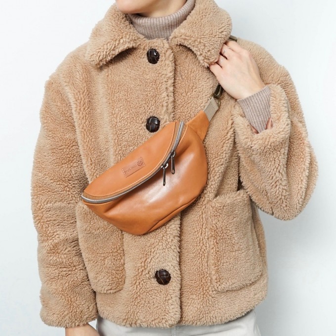 MULINU Hipbag/ Bauchtasche CLASSIC HENNES Cognac Leder