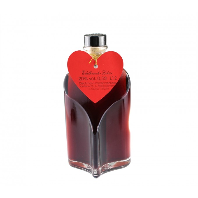 Weizenbrennerei & Likörmanufaktur Dieckmann – Herzflasche Kirschlikör LIKÖR 20% vol. 0,35 l