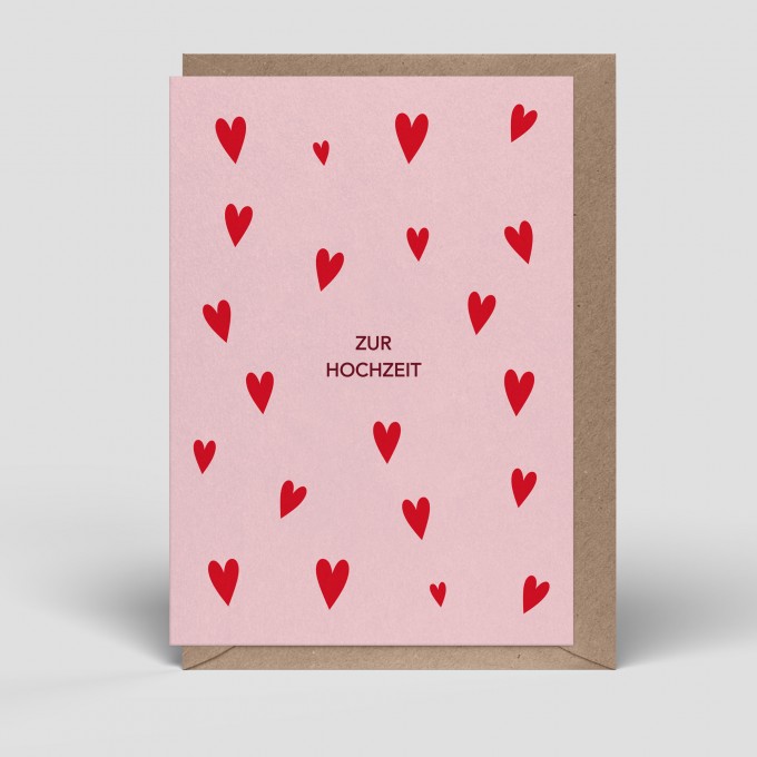 Klappkarte - Hochzeitskarte - Herzen zur Hochzeit - Nr. 288 - Naturbedacht