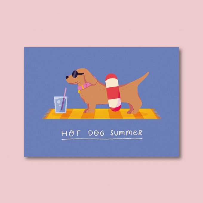 Hot Dog Summer Dachshund / Postkarte A6 / Svea Hansohn Illustration