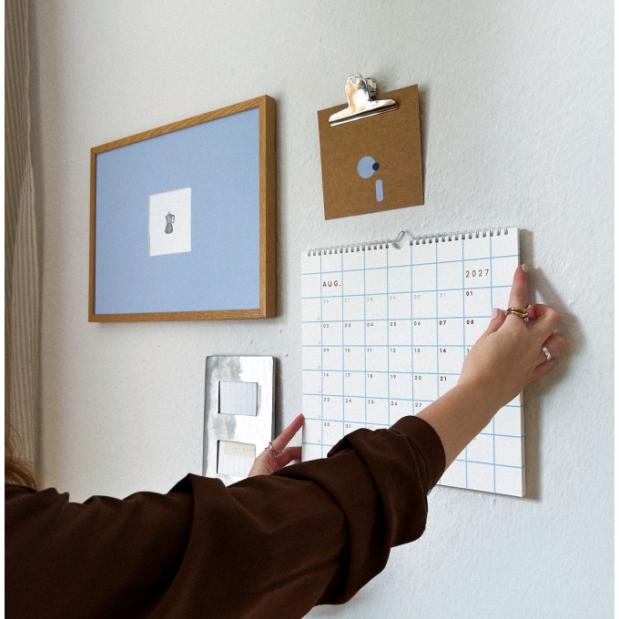 Kalender 2027, hellblau kariert - SANS.