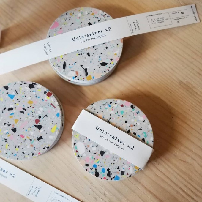 2er Set Terrazzo Untersetzer / grau / objet vague 