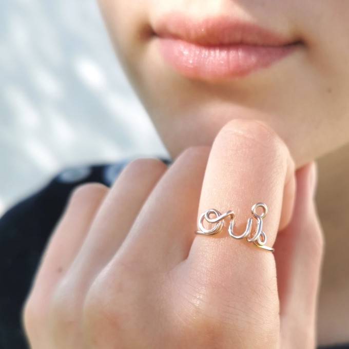 'oui' Ring, größenverstellbar - in Sterling Silber und (Rosé) Gold Filled - KIZZU Schmuck