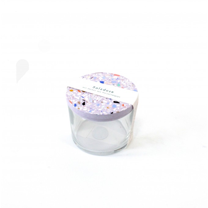 Salzdose mit Terrazzo Deckel / Flieder / objet vague 