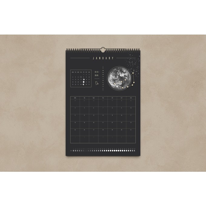 Mondkalender 2027 schwarz // ShellyCreates