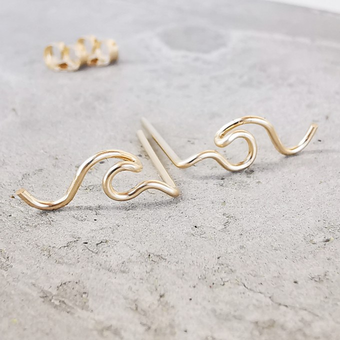 zarter Ohrstecker mit Welle -  in Sterling Silber und (Rosé) Gold Filled - KIZZU Schmuck