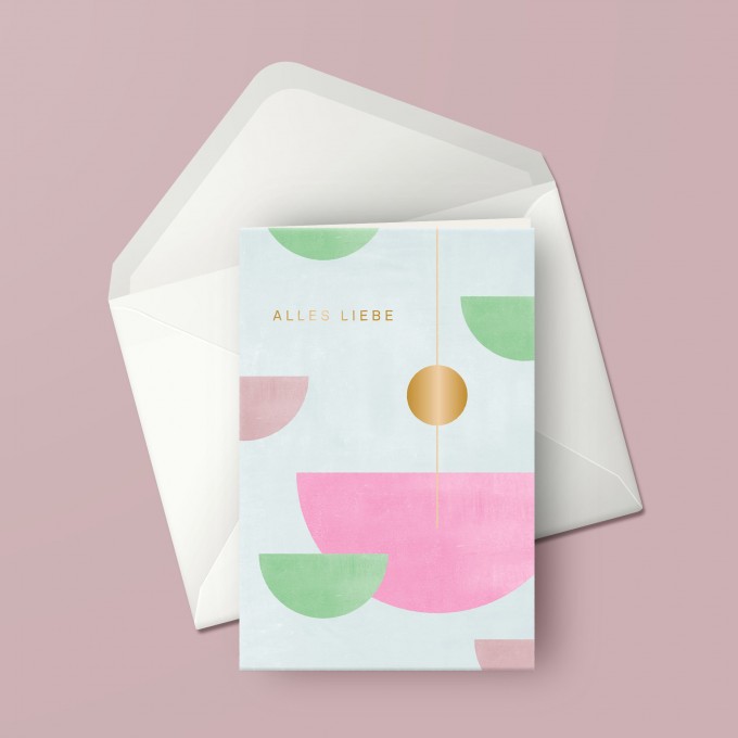 Designfräulein // Grußkarte mit Kuvert // Alles Liebe // gold