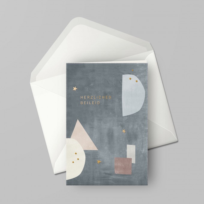 Designfräulein // Trauerkarte mit Kuvert // Herzliches Beileid // gold