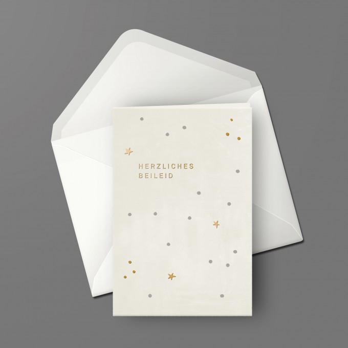 Designfräulein // Grußkarte mit Kuvert // Herzliches Beileid // gold
